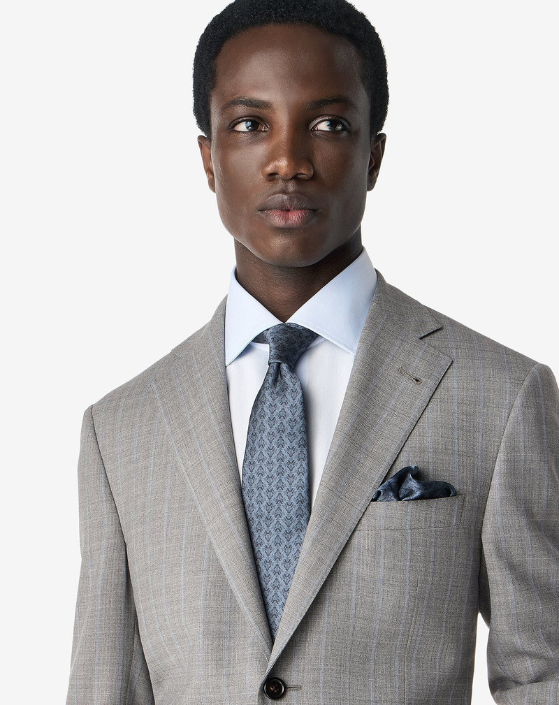 CORNELIANI Light blue pure silk tie with floral pattern outlook