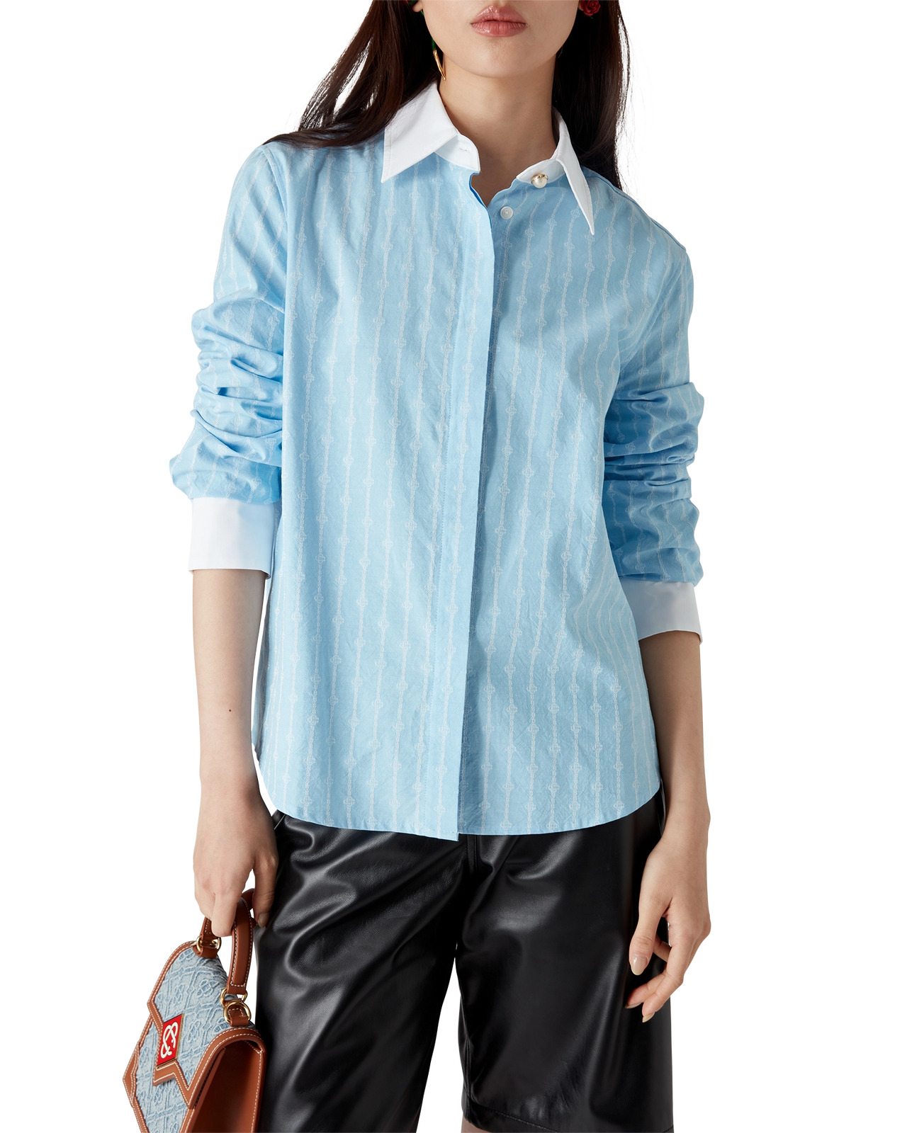 Pinstripe Laurel Long Sleeve Shirt | Casablanca Paris - 5