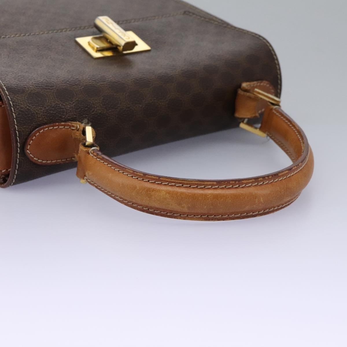 CELINE Macadam Canvas Hand Bag Pvc Leather Brown Gold - 7