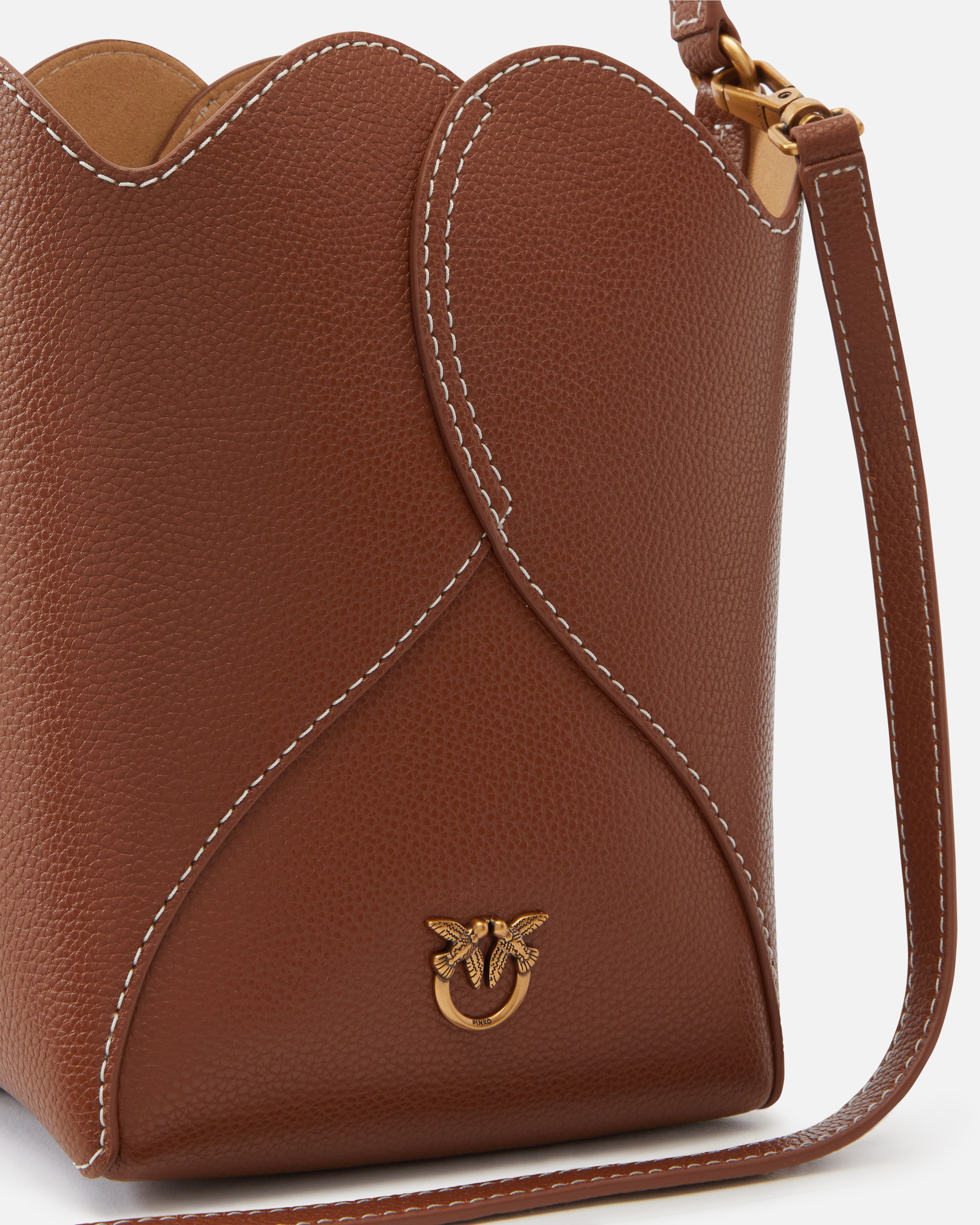 HEART MINI LEATHER BUCKET BAG WITH SHOULDER STRAP - 3
