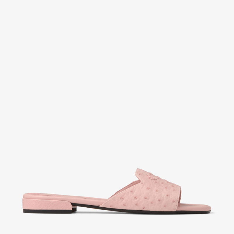 Dina Flat Rose Ostrich Leather Flats 1