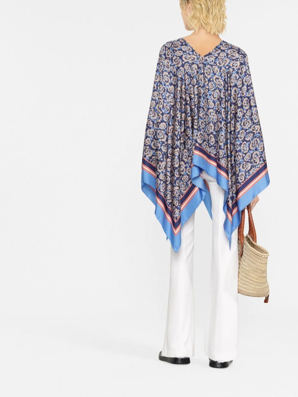 animal-print silk poncho - 4