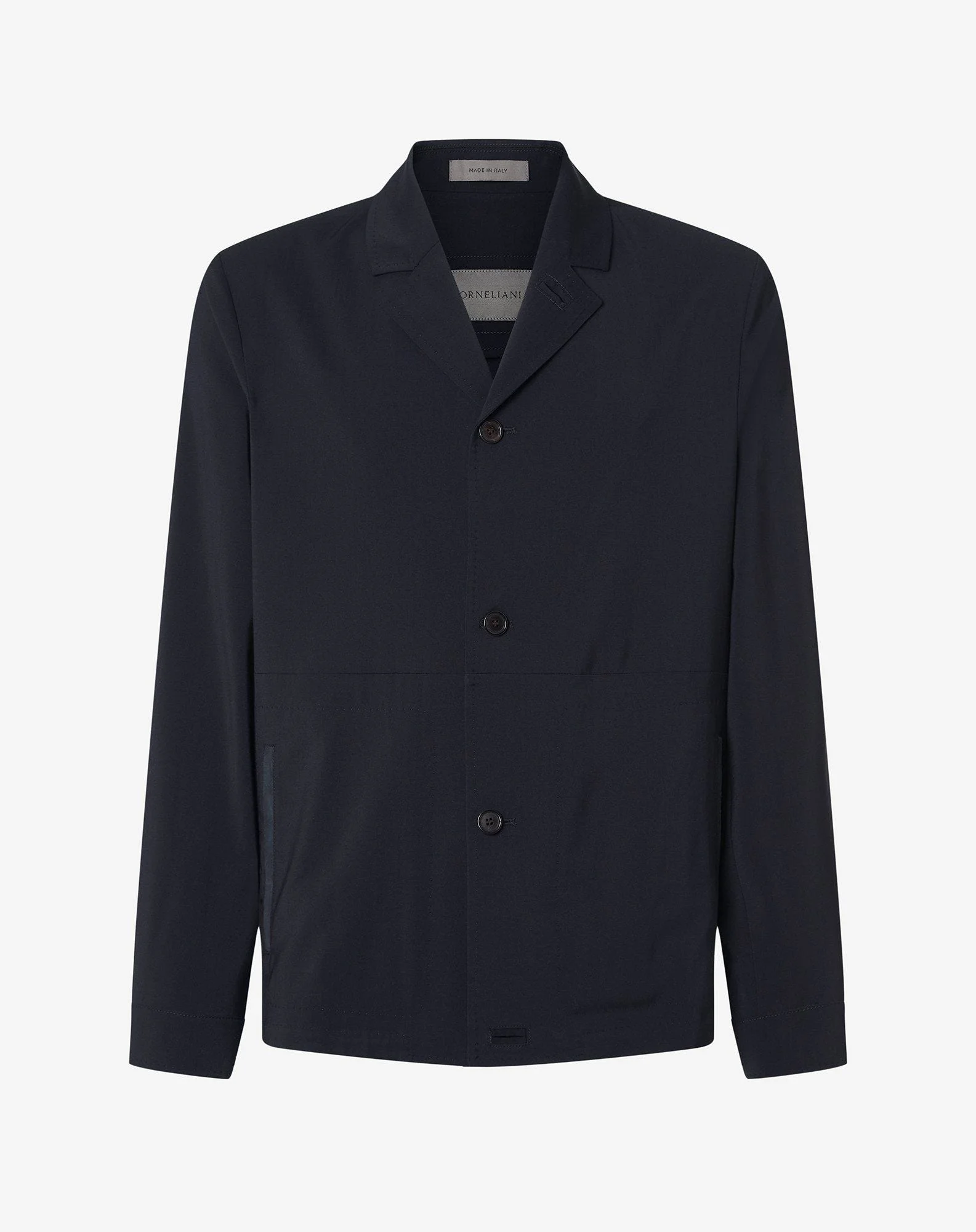 Navy blue stretch 120's wool overshirt - 1