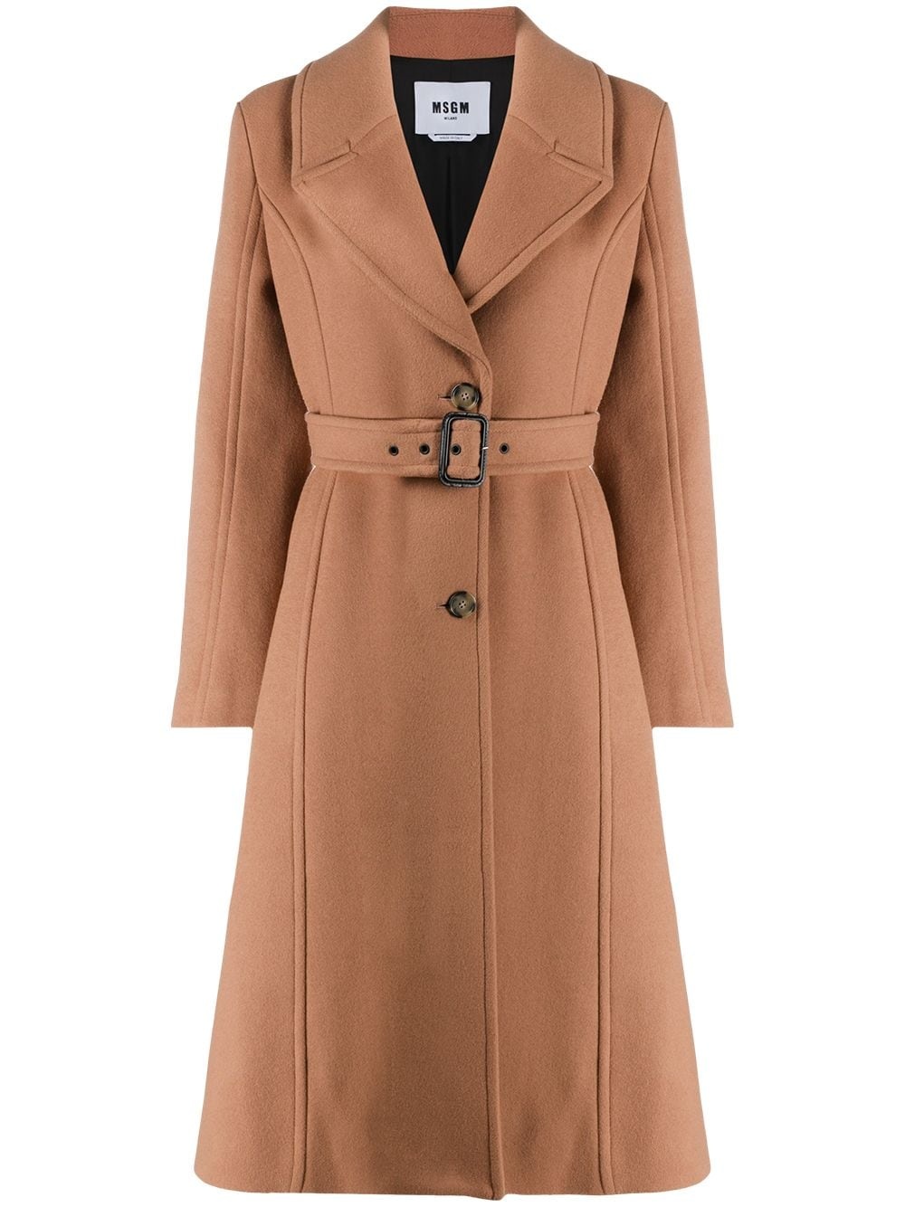 belted single-breasted coat - 1