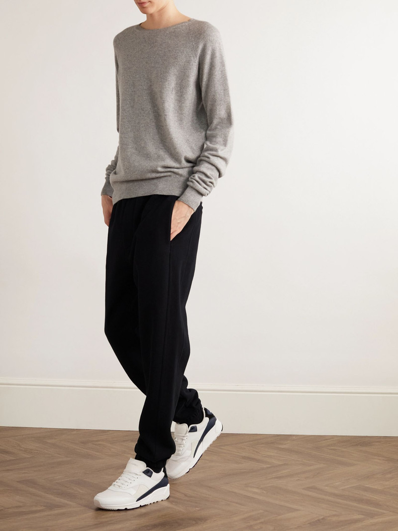 SAINT LAURENT Tapered Logo-Embroidered Cotton-Jersey Sweatpants Black outlook