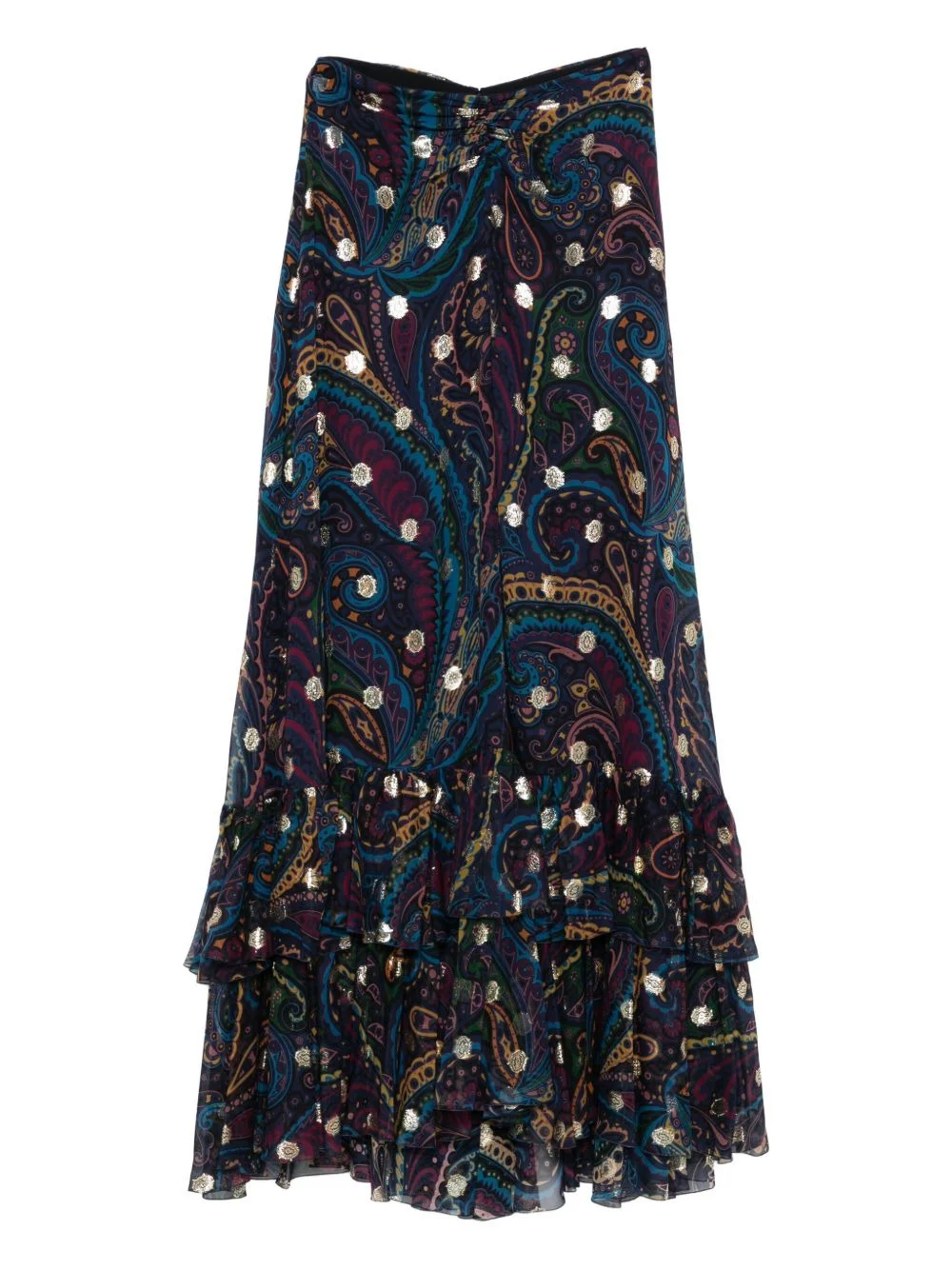 paisley-print ruffled skirt - 1