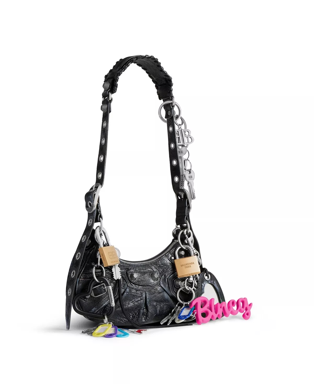 Le Cagole Shoulder Bag Used Effect with Charms - 2