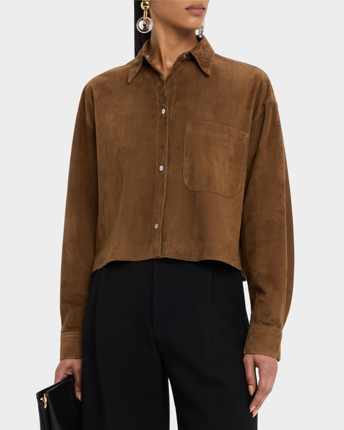 Little Big Joe Suede Button-Front Shirt - 4