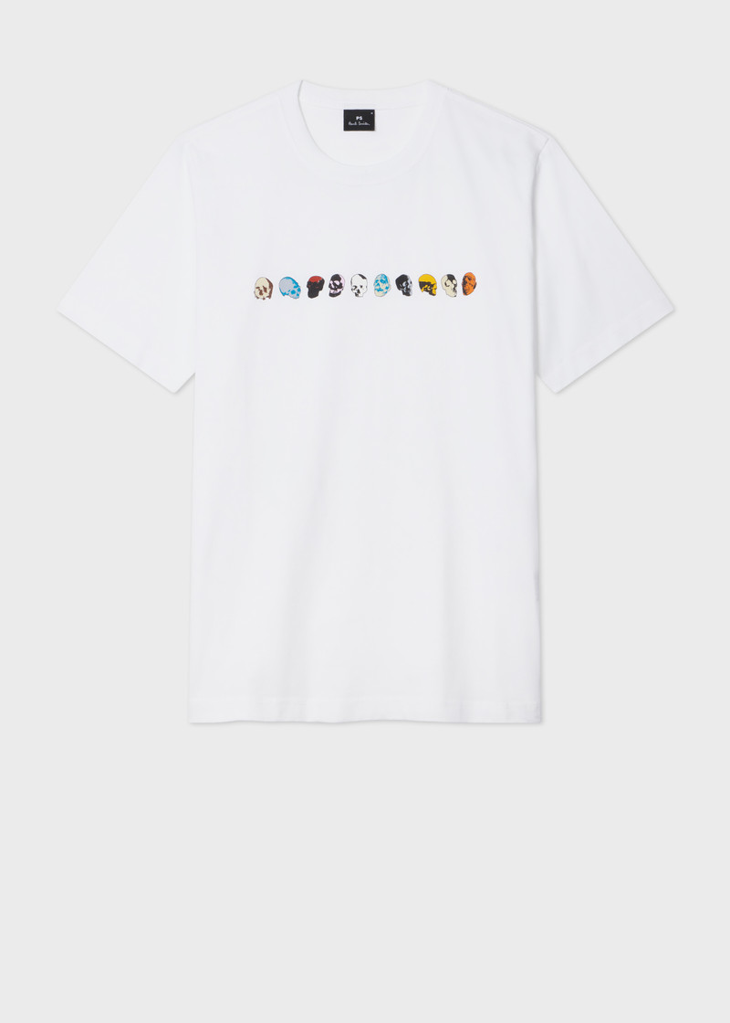 White 'Mini Skulls' Print T-Shirt 1