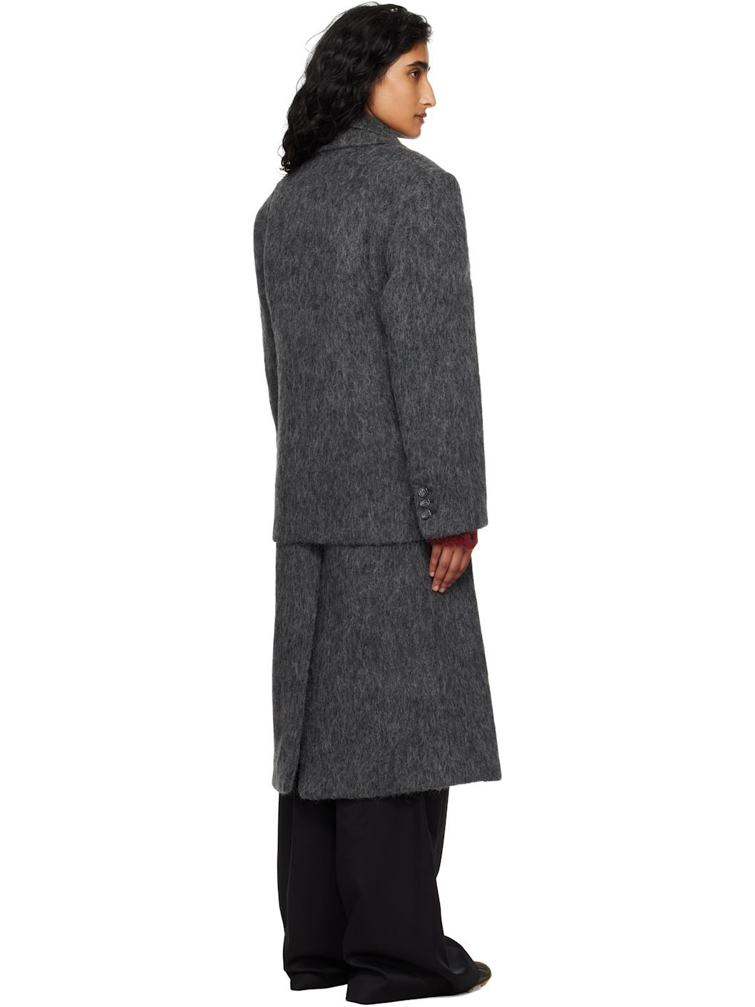 Gray Layered Blazer Coat - 3