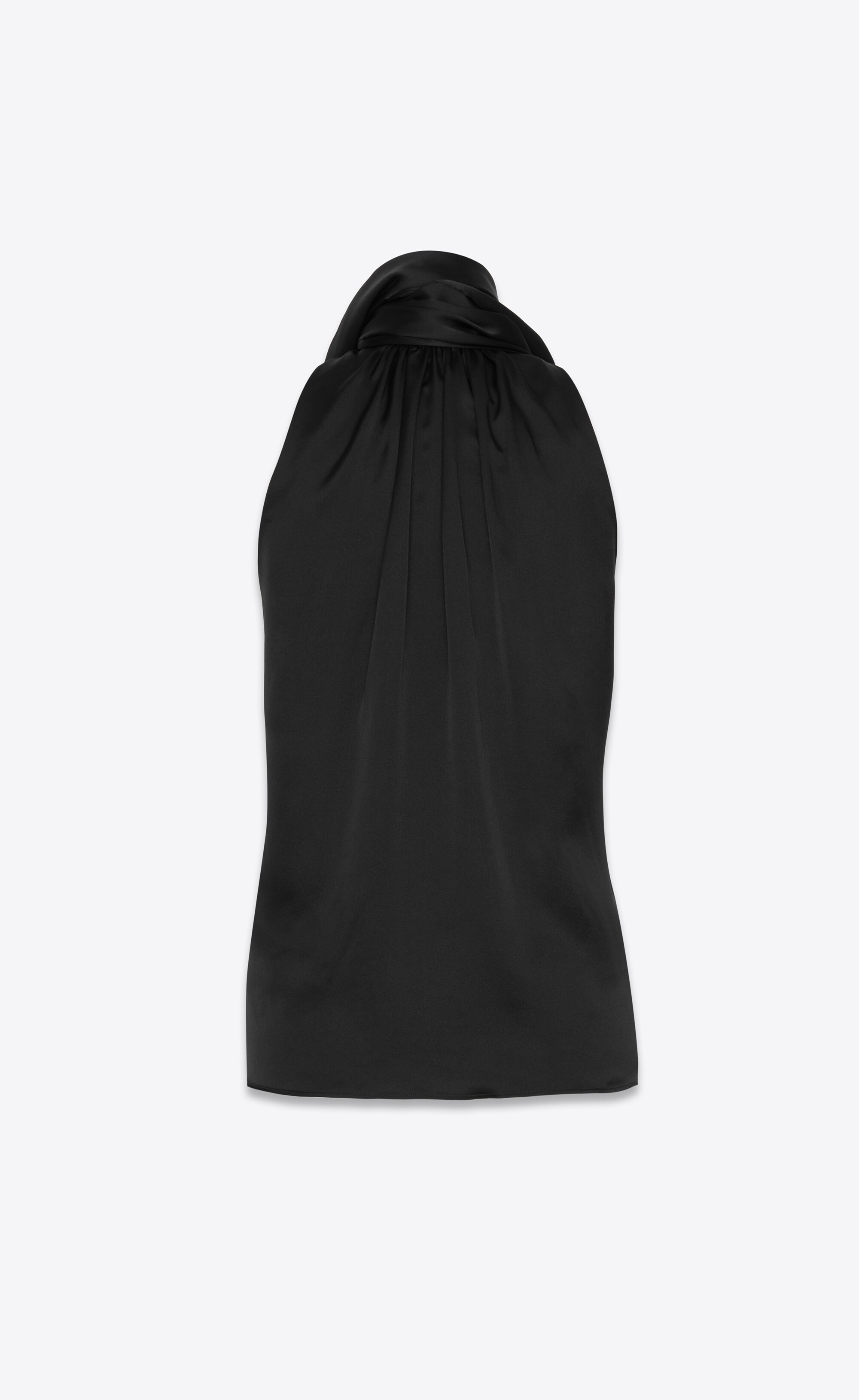 lavallière-neck top in silk satin - 5