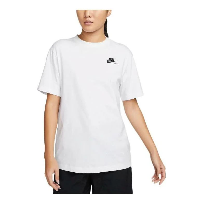 (WMNS) Nike Sportswear Boyfriend T-shirt 'White Black' DR9025-100 - 1