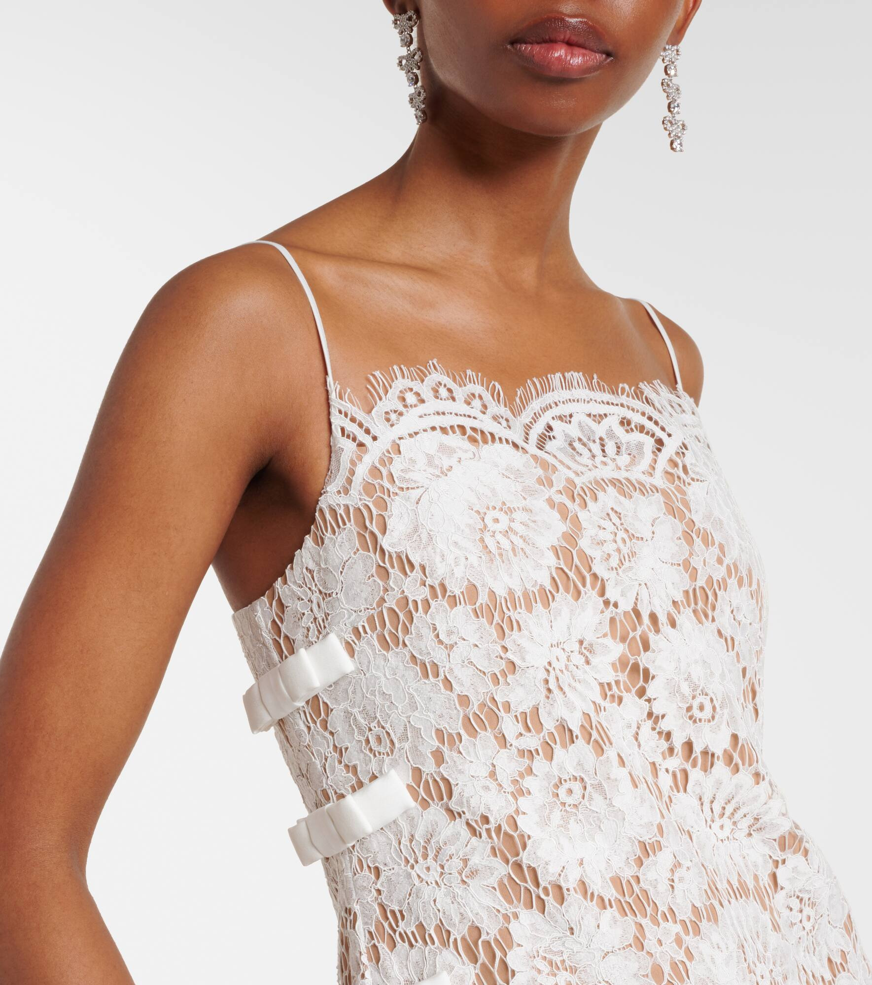 Bow-detail lace and satin maxi dress - 4