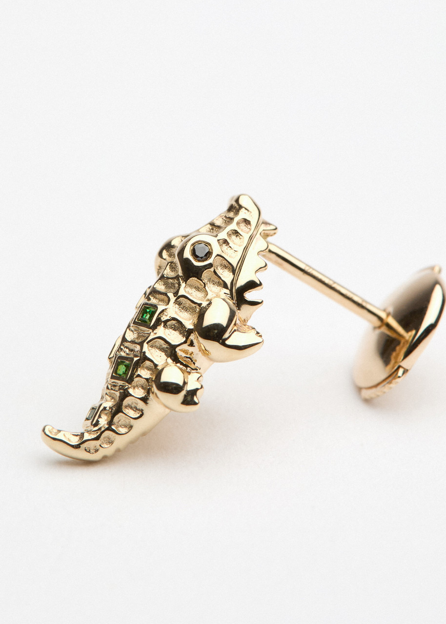 Yvonne Leon Crocodile 9kt Gold Single Earring - 4