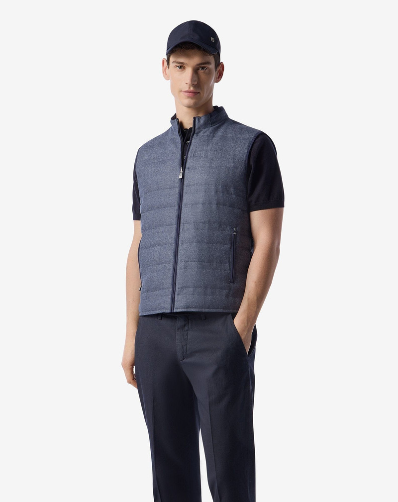 CORNELIANI Reversible padded pale blue gilet outlook