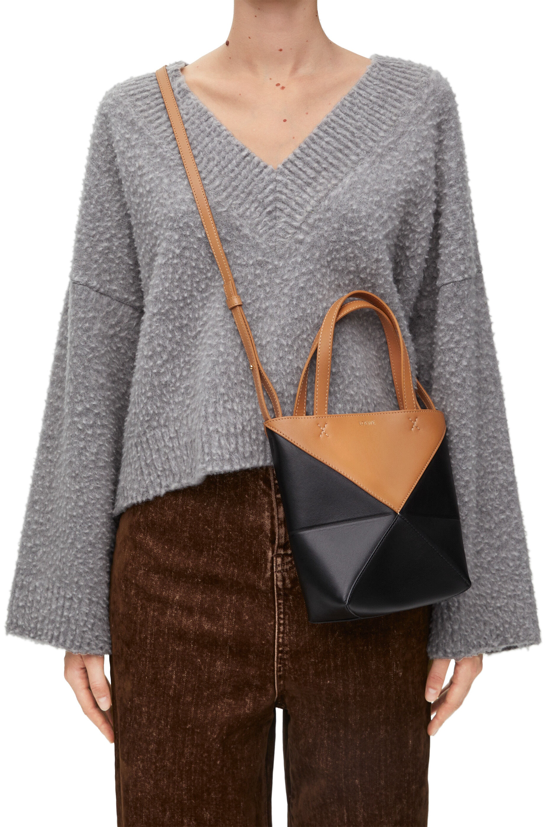 Mini Puzzle Fold Tote in shiny calfskin - 2