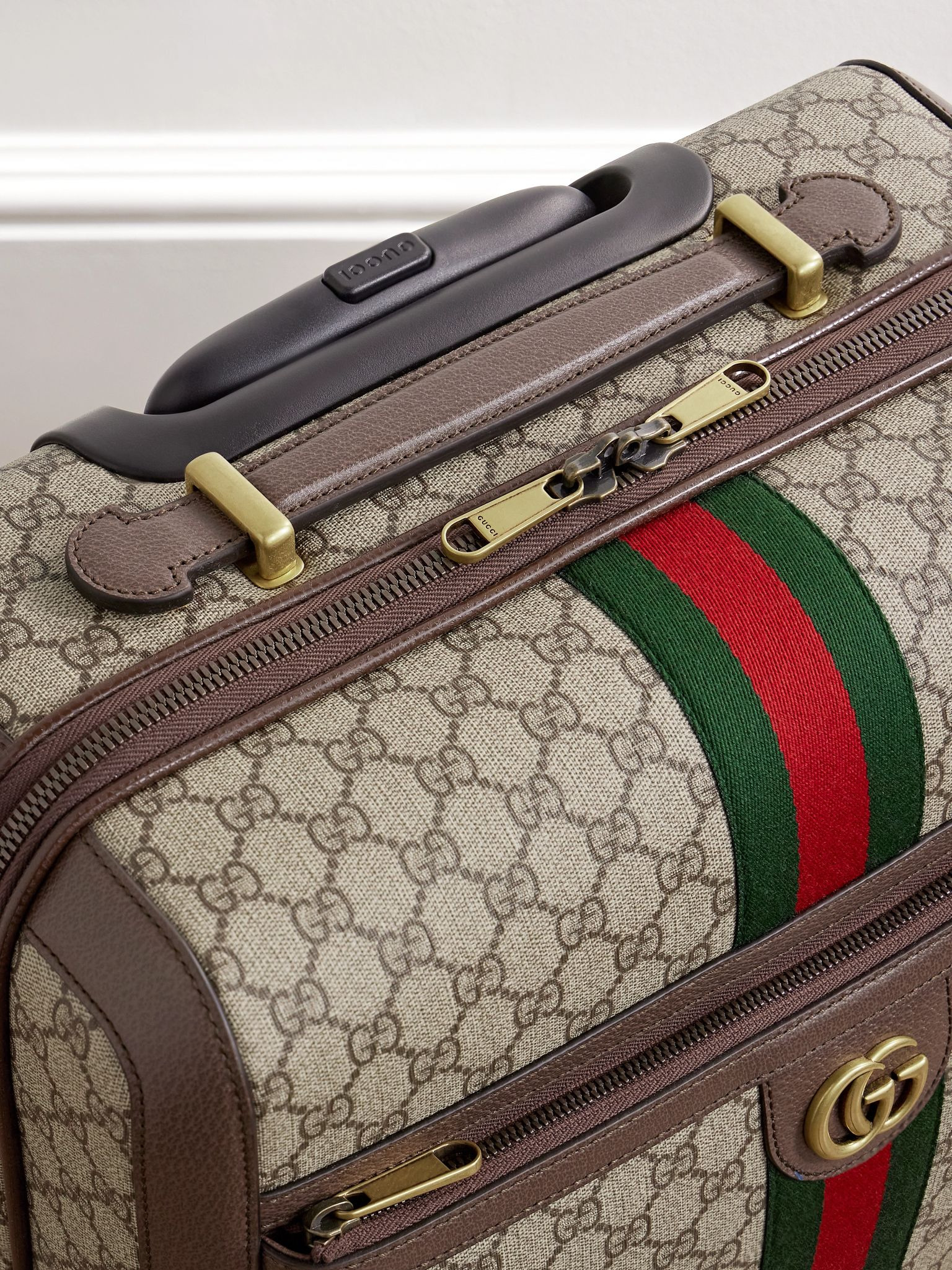 Savoy Leather-Trimmed Printed Coated-Canvas Suitcase Beige - 3