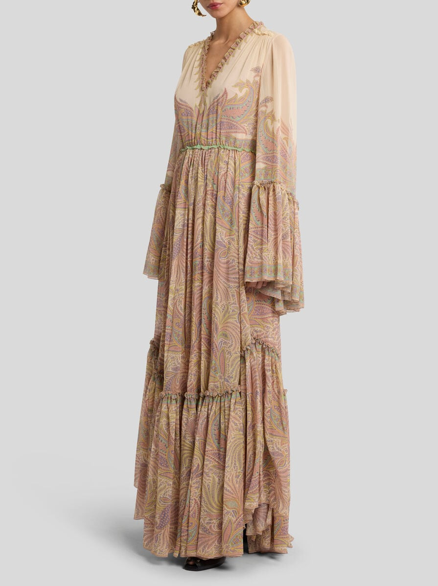 LONG PRINTED SILK DRESS - 3