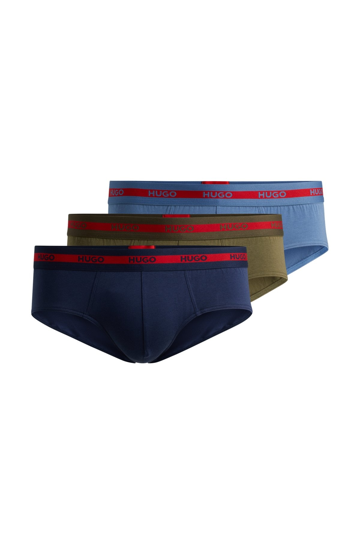THREE-PACK OF STRETCH-COTTON BRIEFS WITH LOGO WAISTBANDS - 1