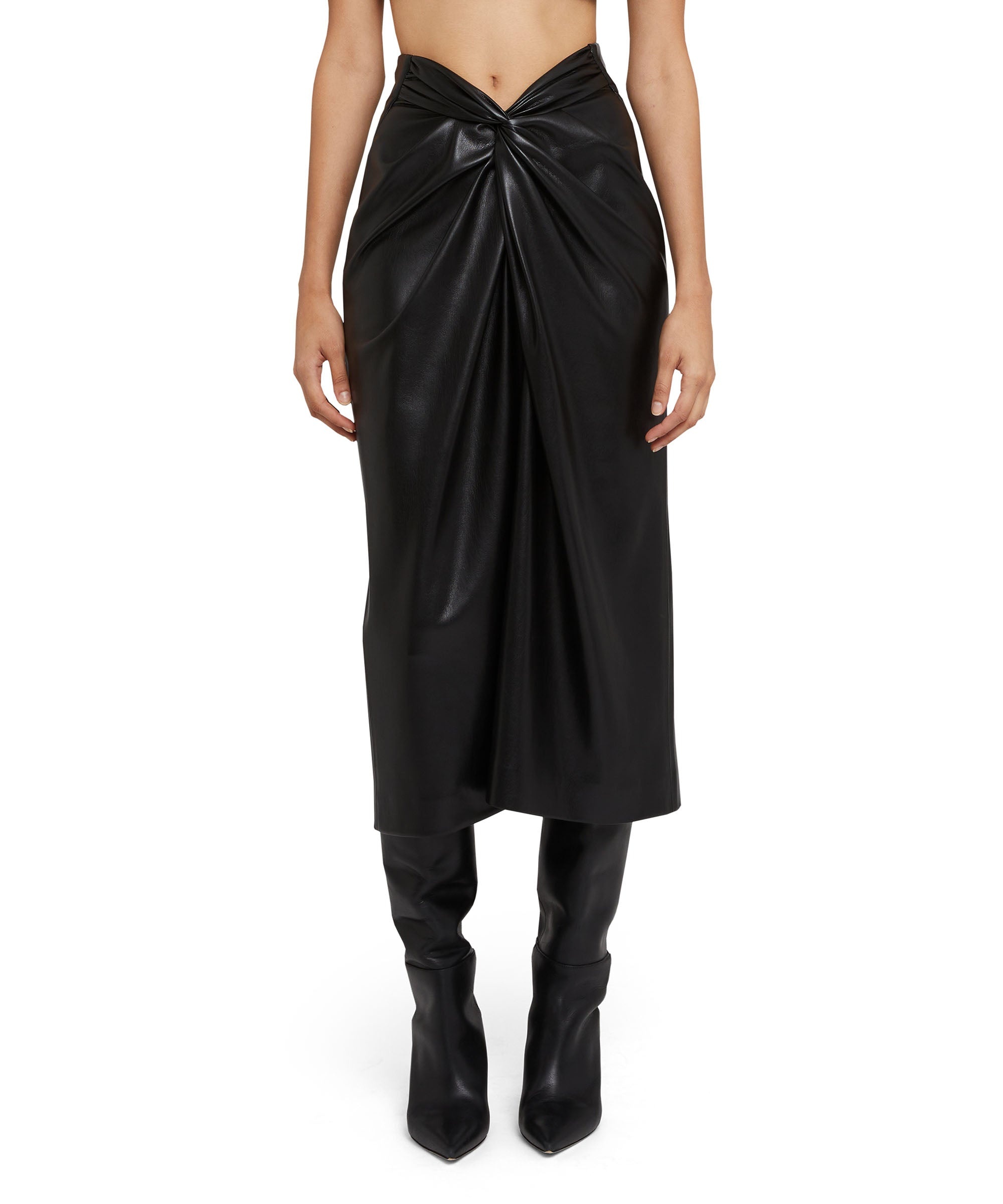 Faux leather midi dress with crossover detail - 4