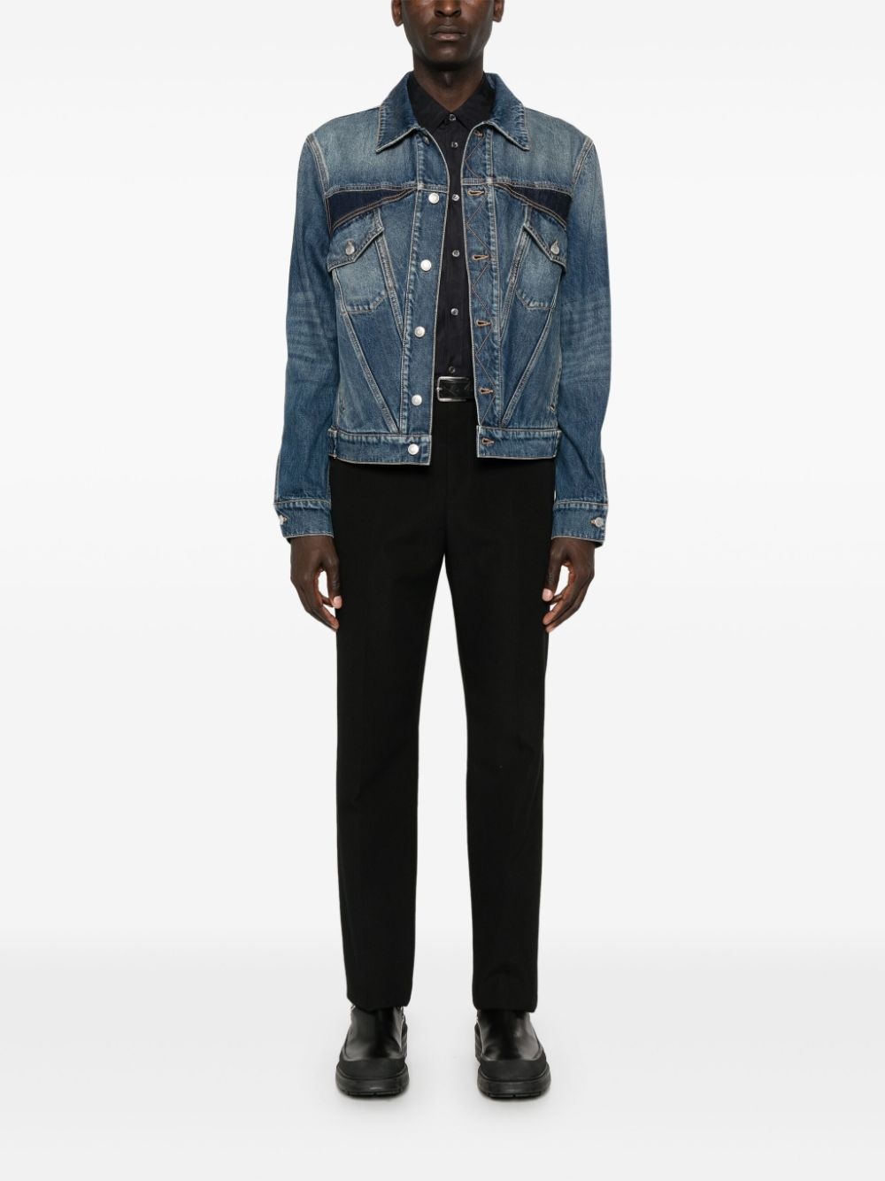 panelled denim jacket - 2