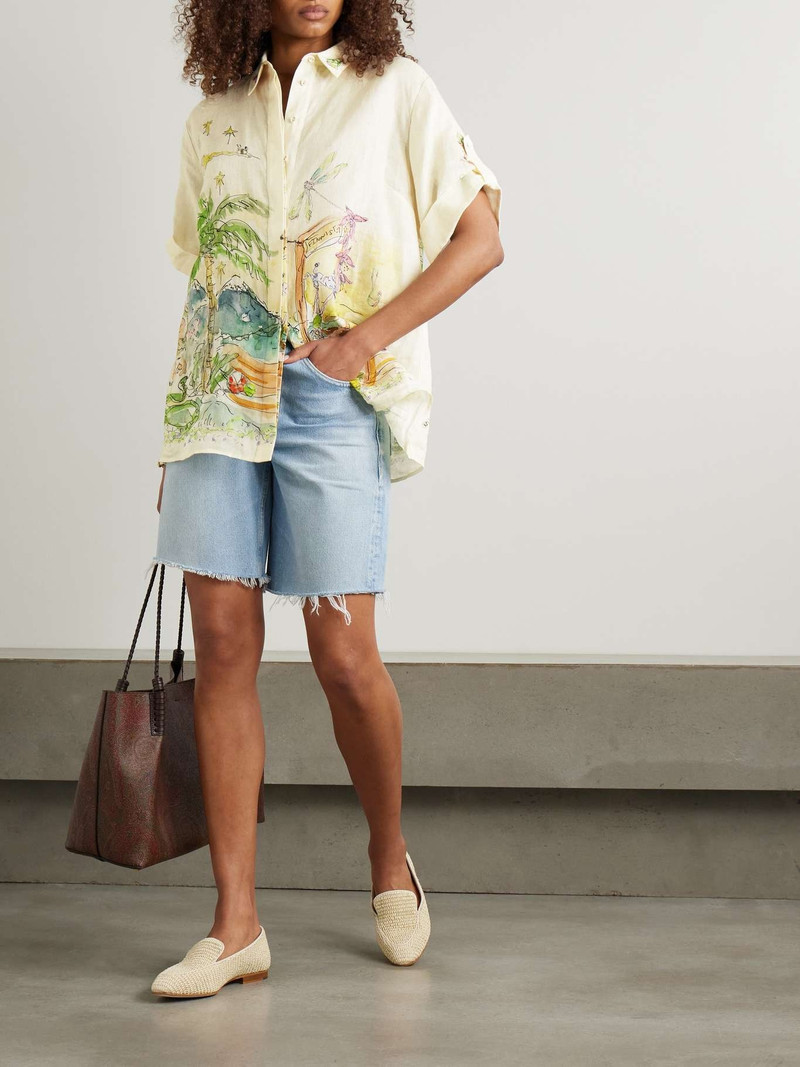 ALÉMAIS + Anouk Colantoni printed linen-gauze shirt Cream outlook
