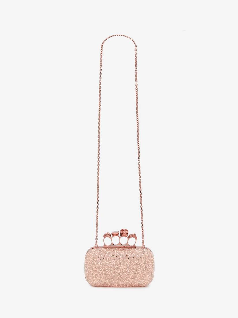 Skull Four Ring Clutch With Chain in Apricot - 5