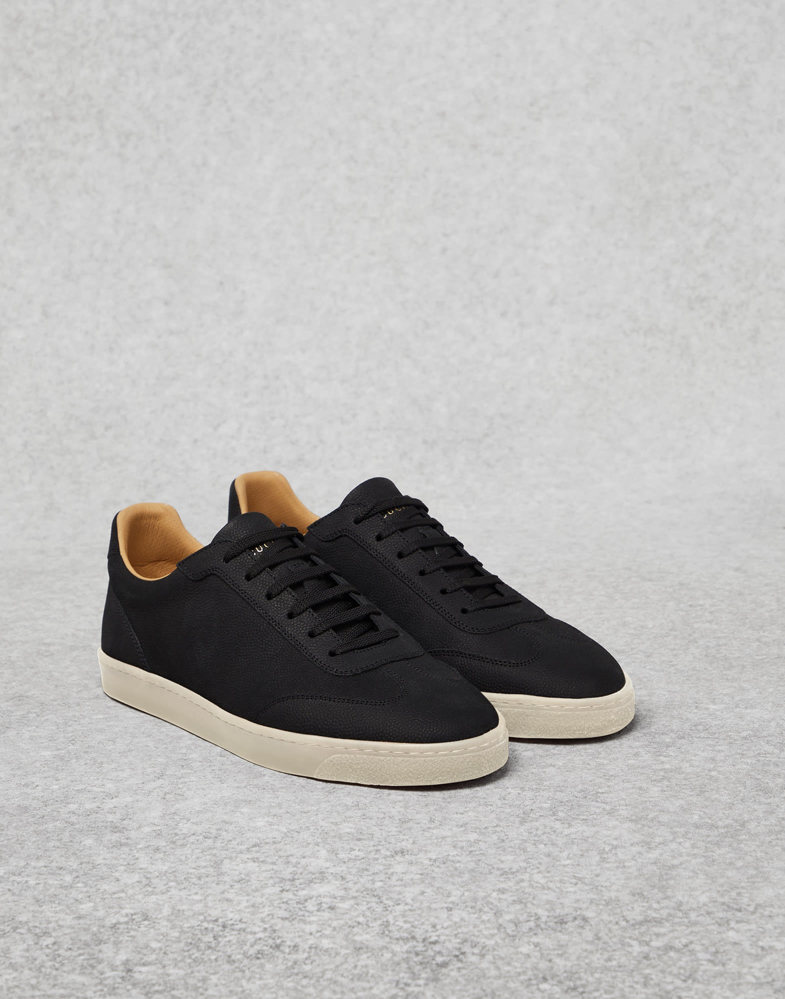 Texture nubuck sneakers with natural rubber sole - 1