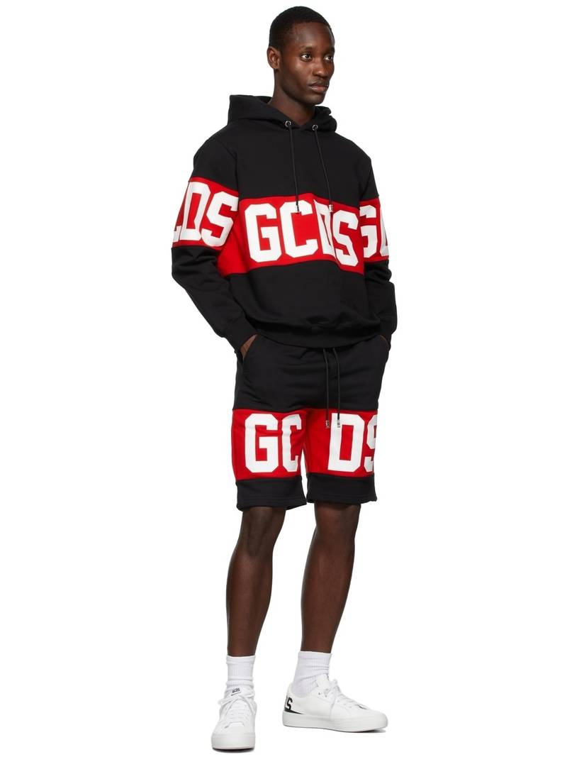 GCDS Black Logo Band Hoodie outlook