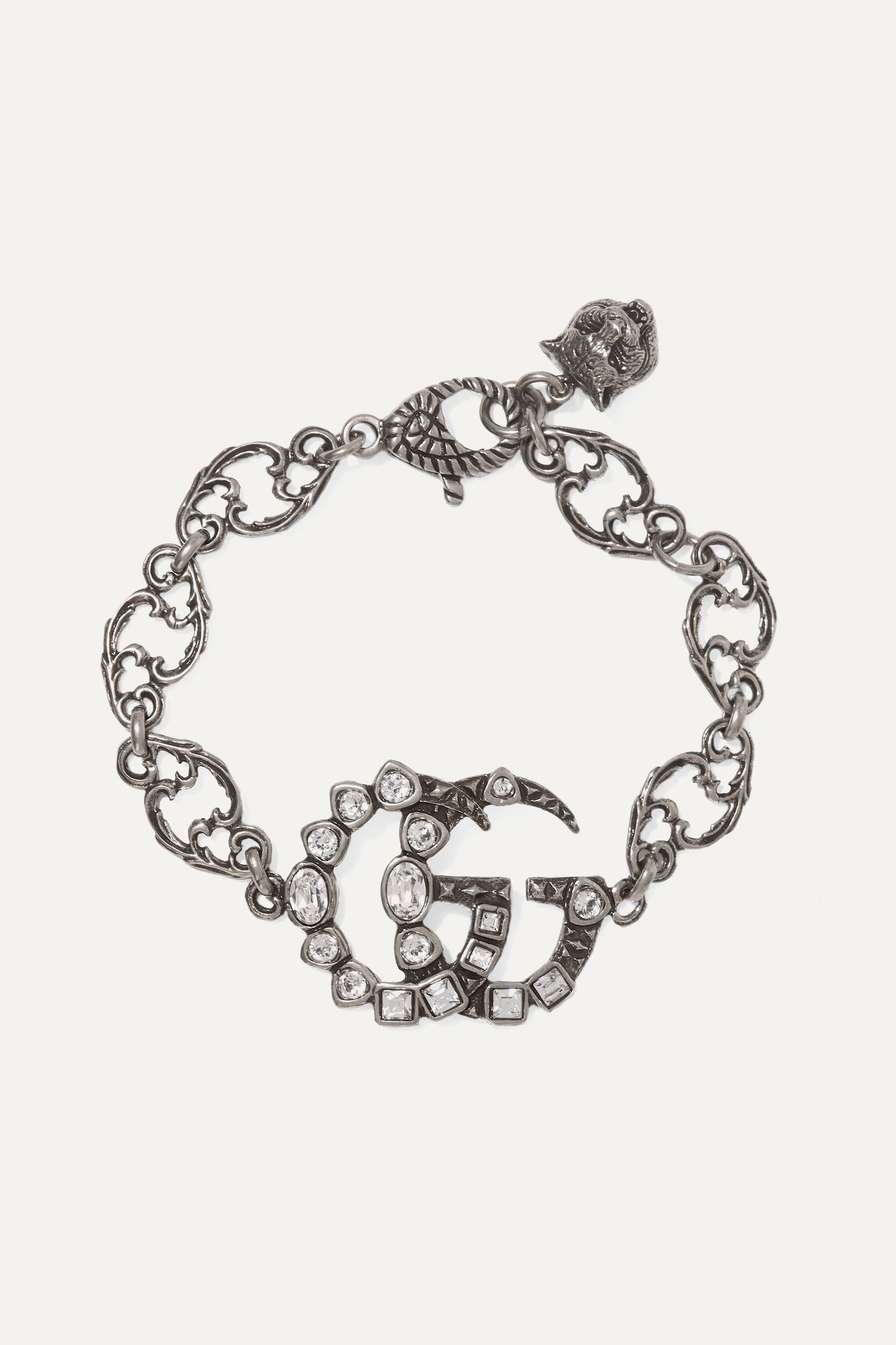 Oxidized silver-tone crystal bracelet - 1