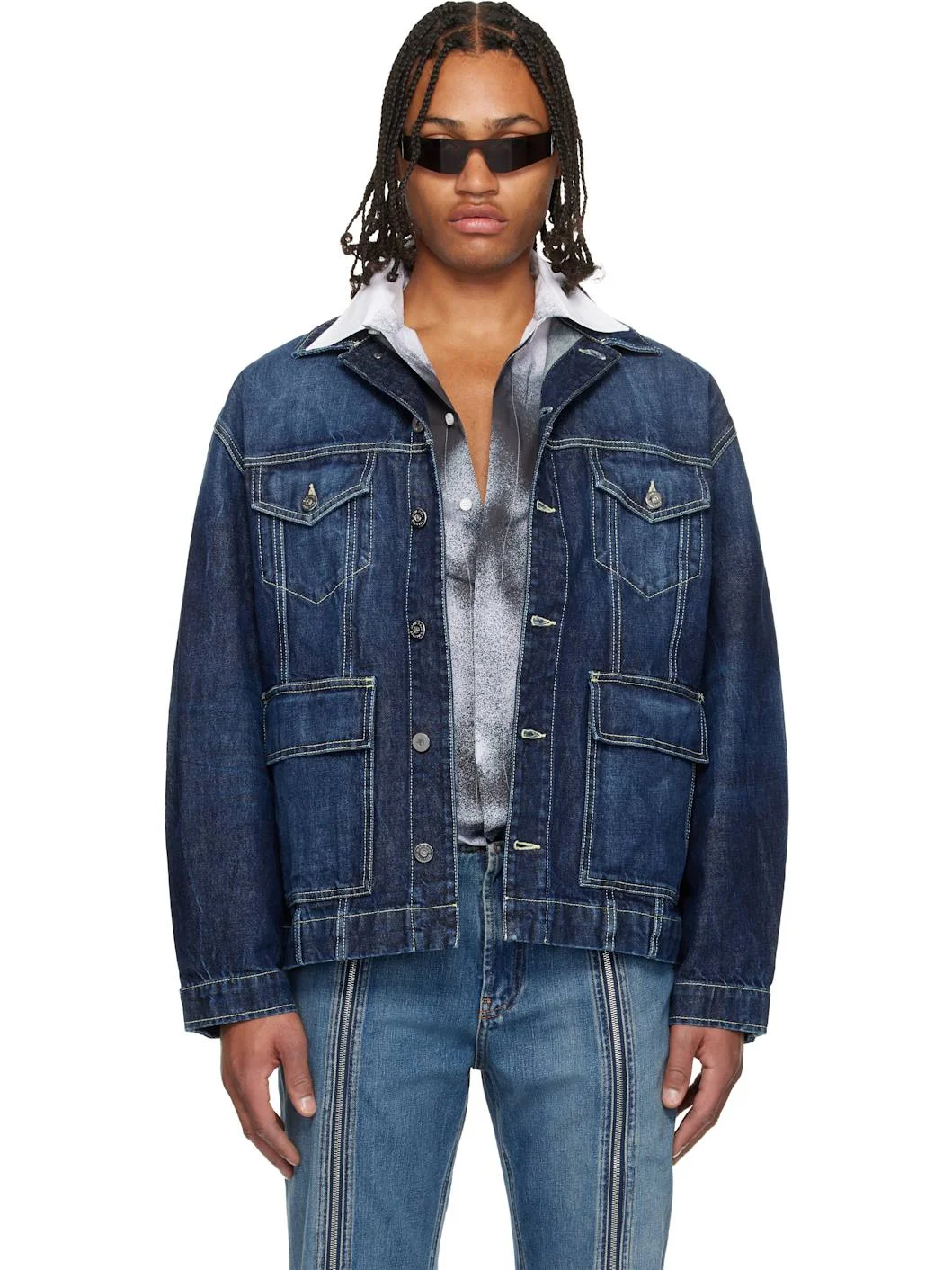 Blue Cutout Denim Jacket - 1