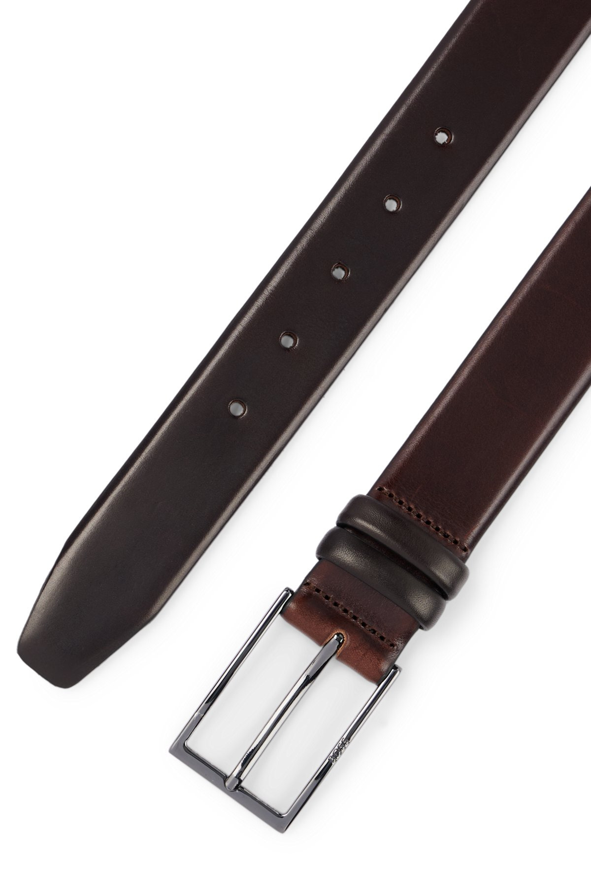 VEGETABLE-TANNED LEATHER BELT WITH GUNMETAL HARDWARE - 3