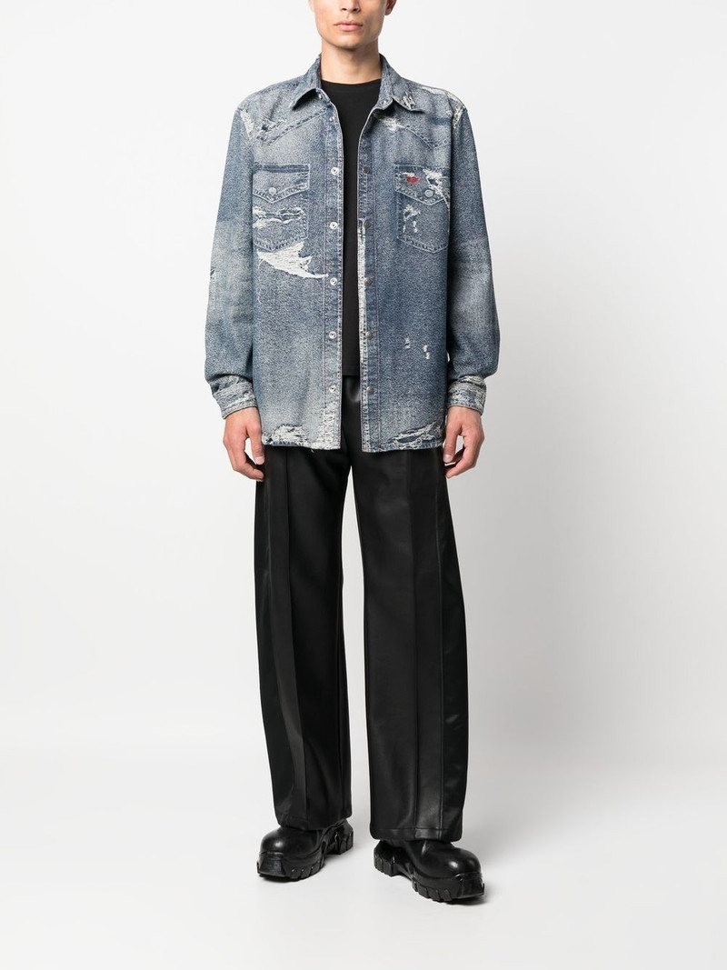 Diesel distressed long-sleeve denim shirt outlook
