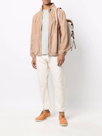 Brunello Cucinelli leather bomber jacket outlook