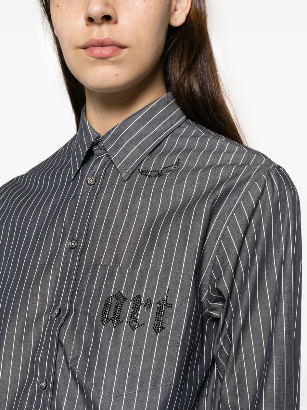 Taskiz rhinestone-embellished striped shirt - 5