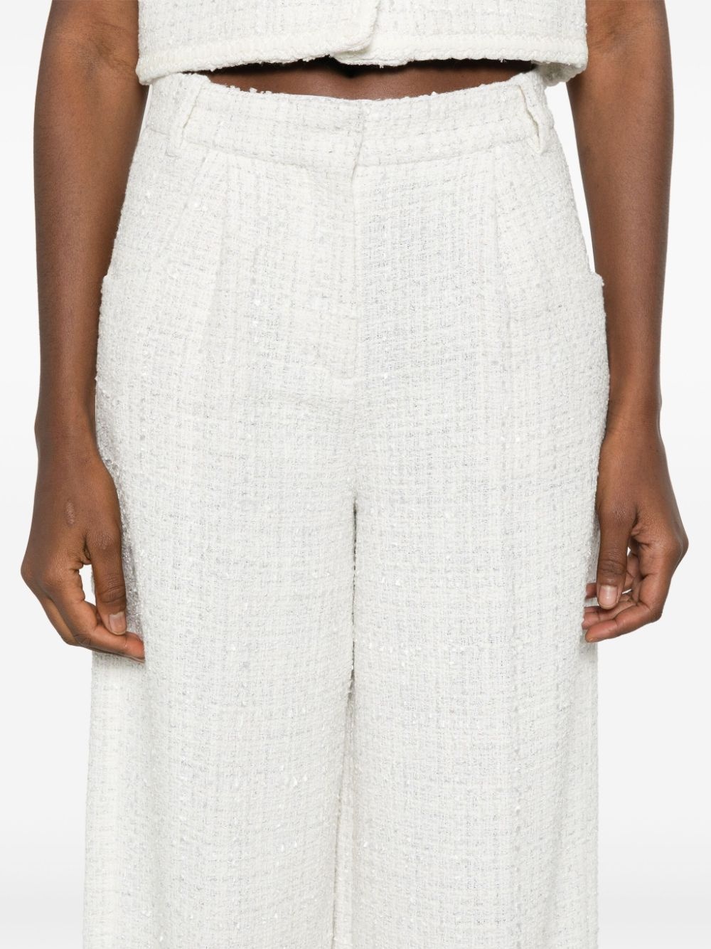 wide-leg tweed trousers - 5