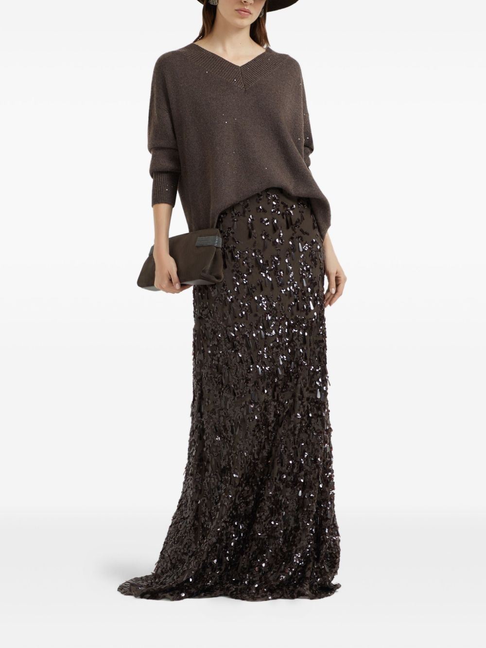 sequin-embellished V-neck sweater - 2