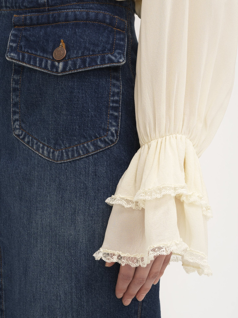 FRONT-SLIT MIDI SKIRT IN DENIM 7
