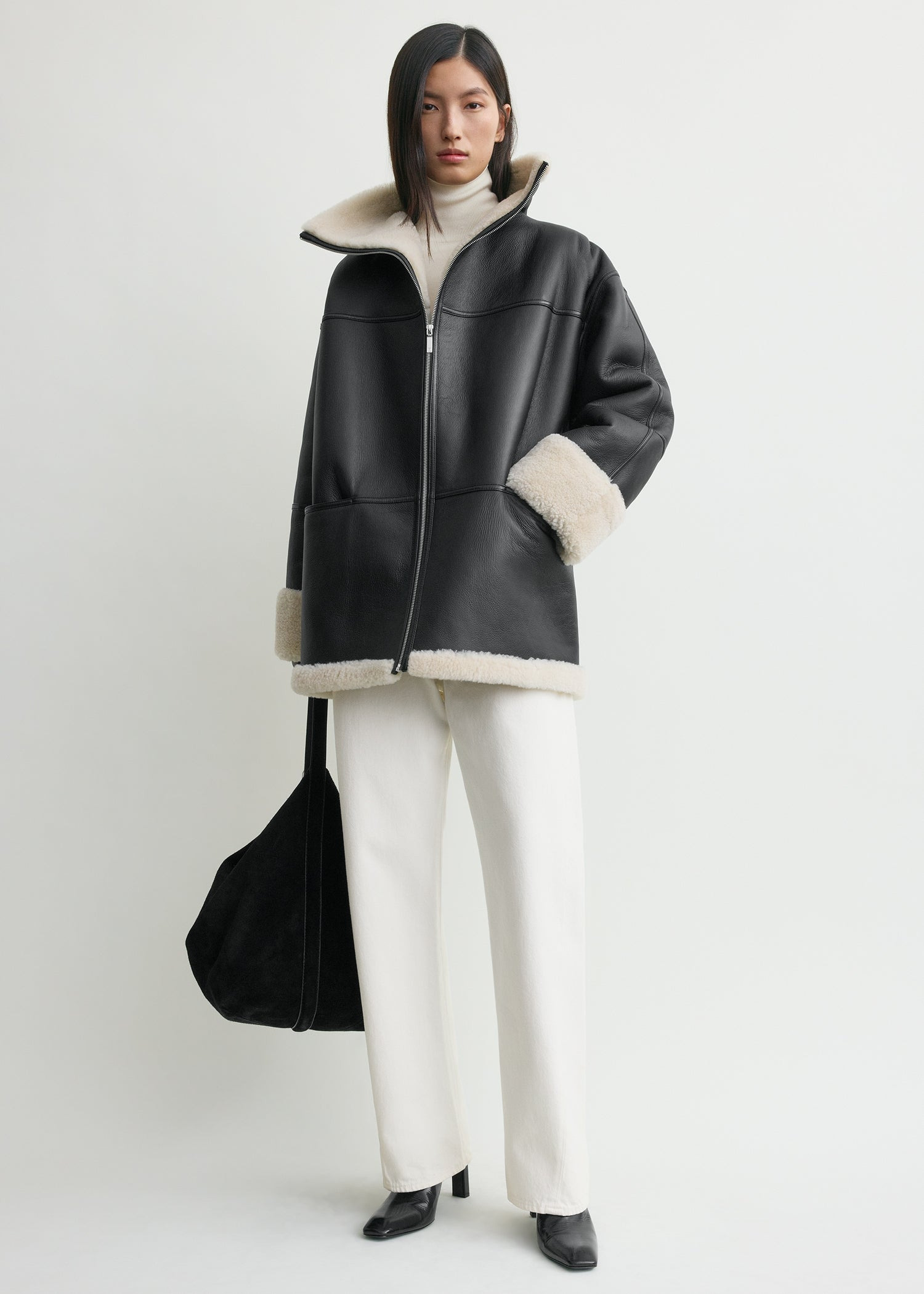 Signature shearling jacket black/off-white - 2