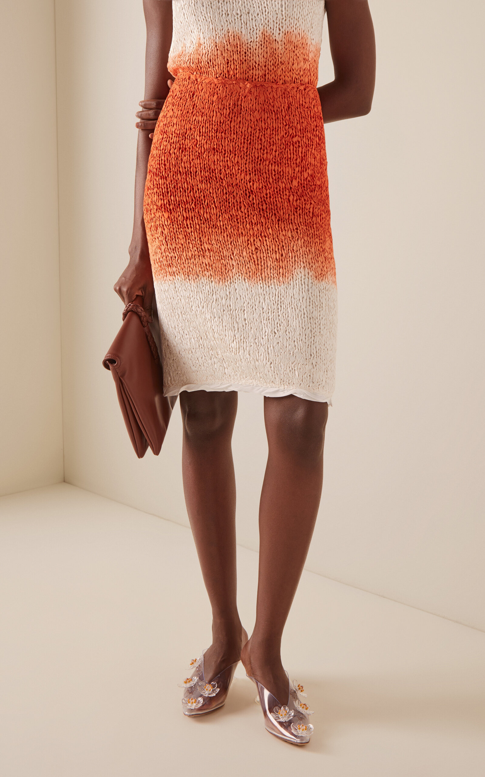 Lightweight Wool Silk Overdye Knit Midi Skirt multi - 3