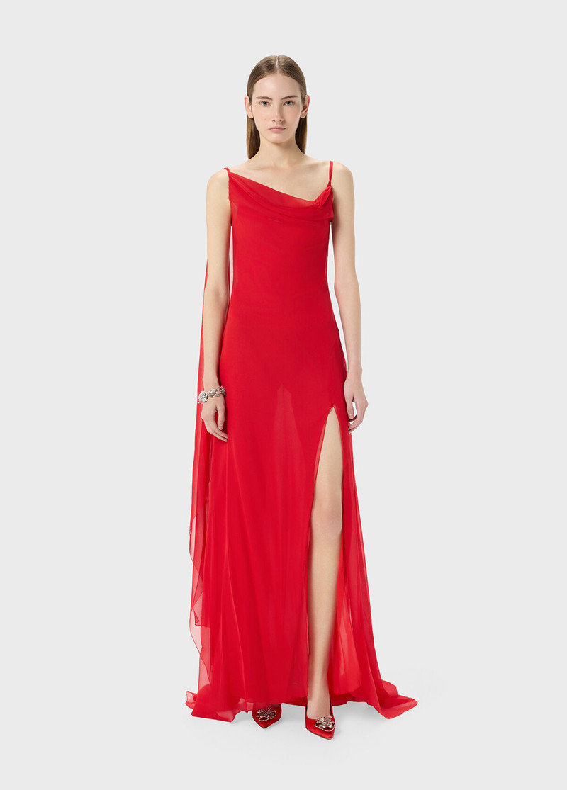 LONG GEORGETTE SILK DRESS WITH SLIT 5