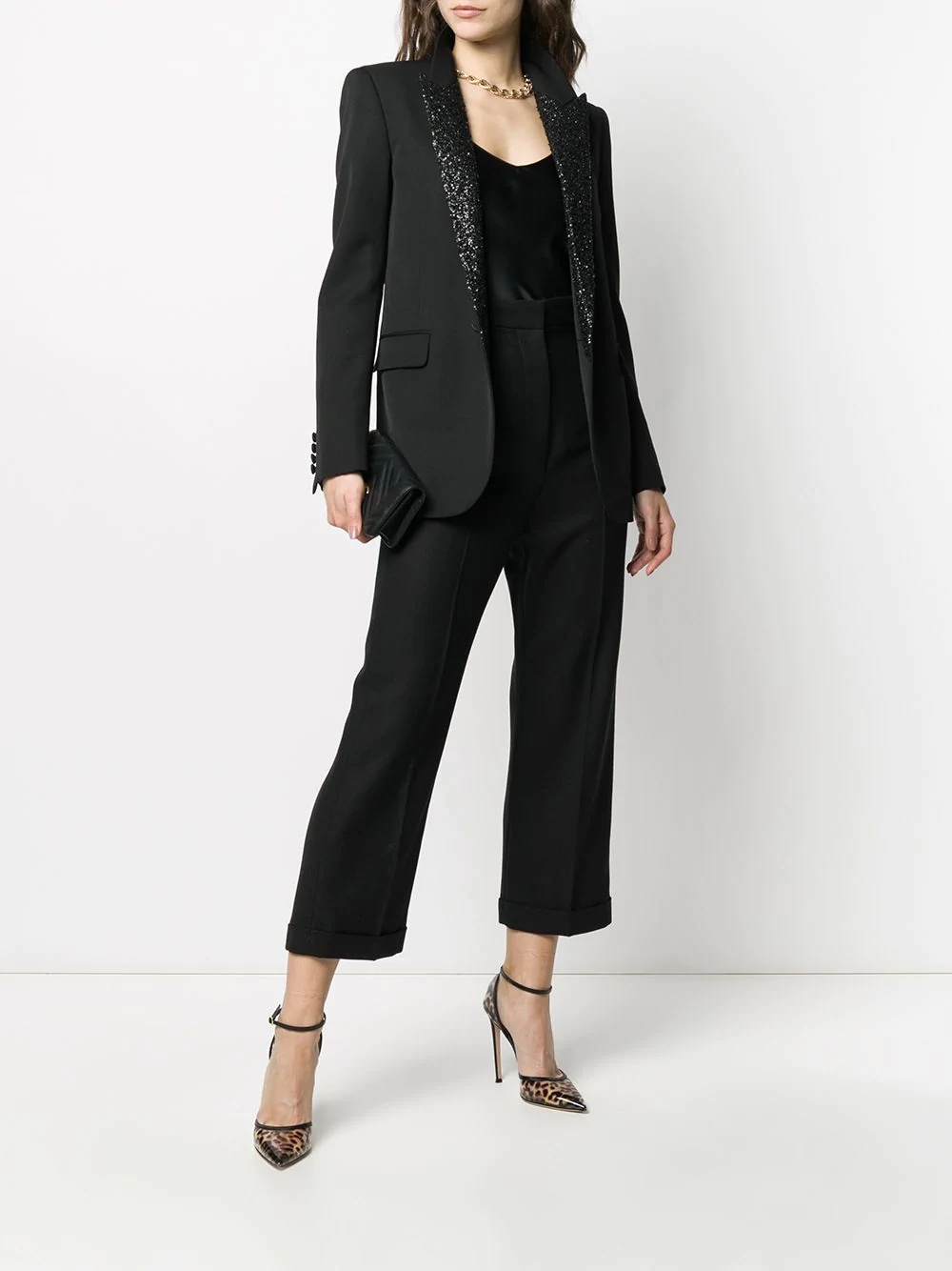 sequin-lapel blazer - 2