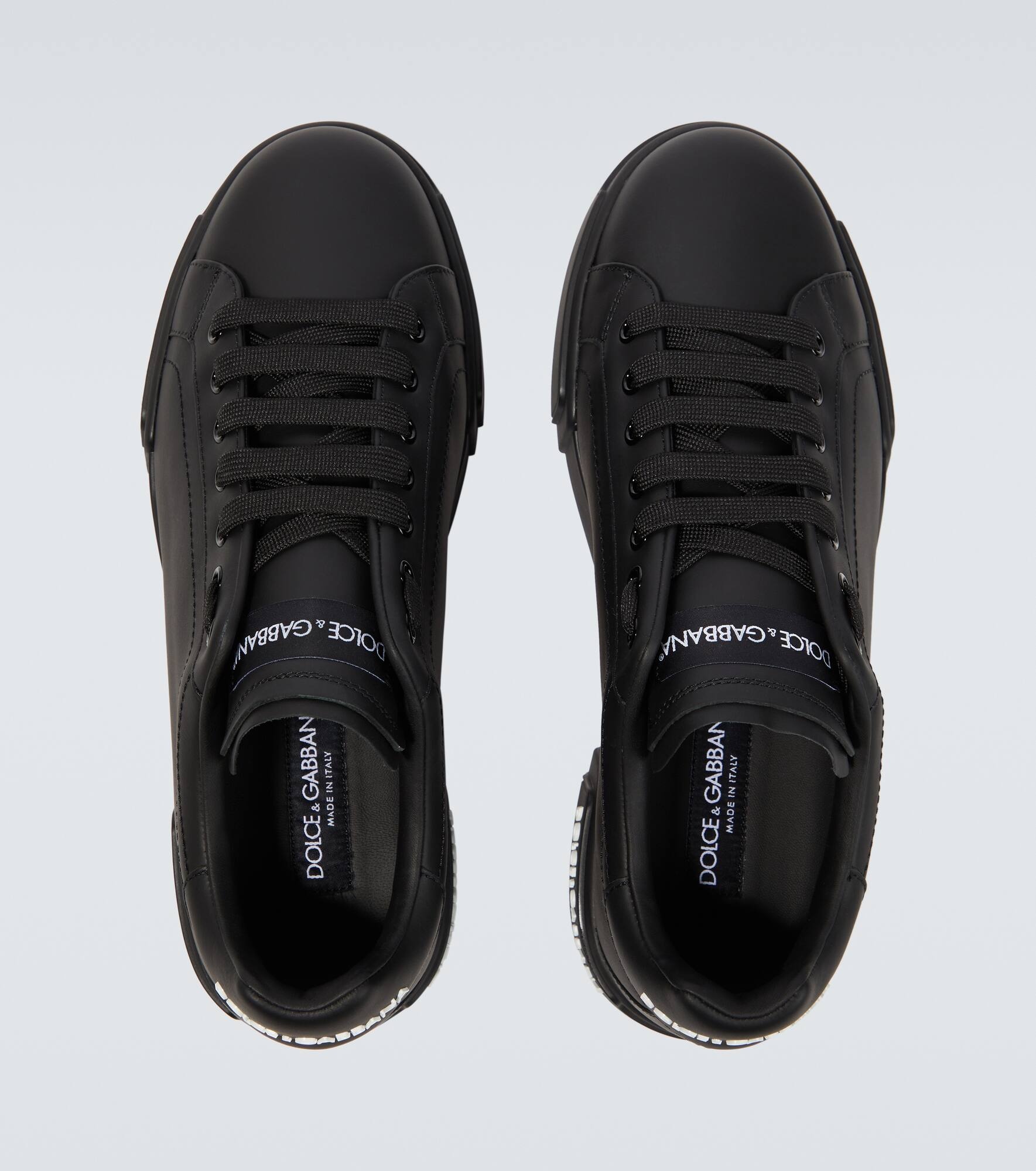 Logo leather sneakers - 4