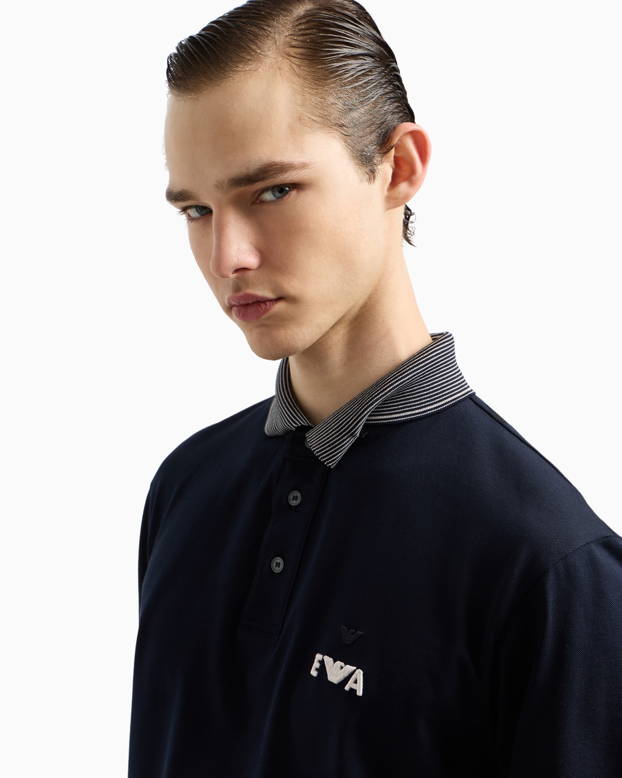 PIQUÉ POLO SHIRT WITH SUPER-EMBOSSED EA EMBROIDERY - 5