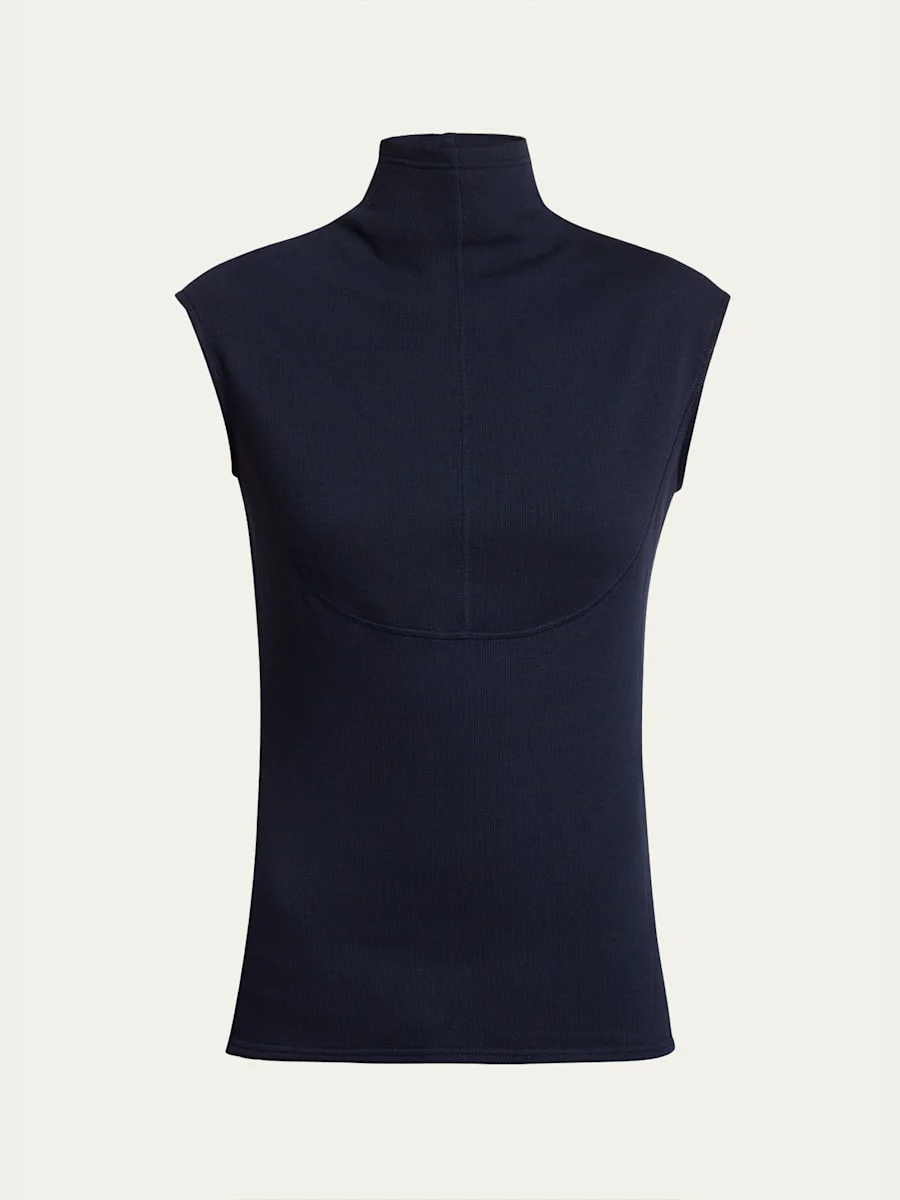 Zane Sleeveless Brushed Rib Turtleneck - 1