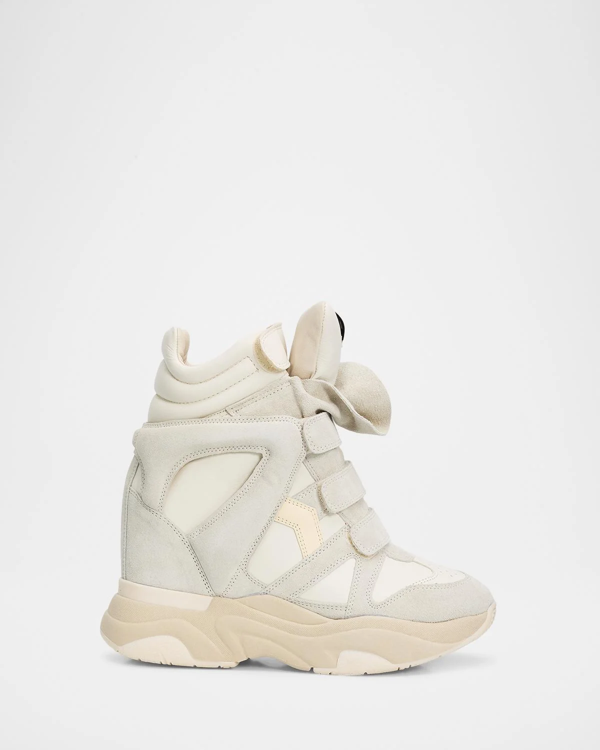 Balskee Leather and Suede High-Top Wedge Sneakers - 1