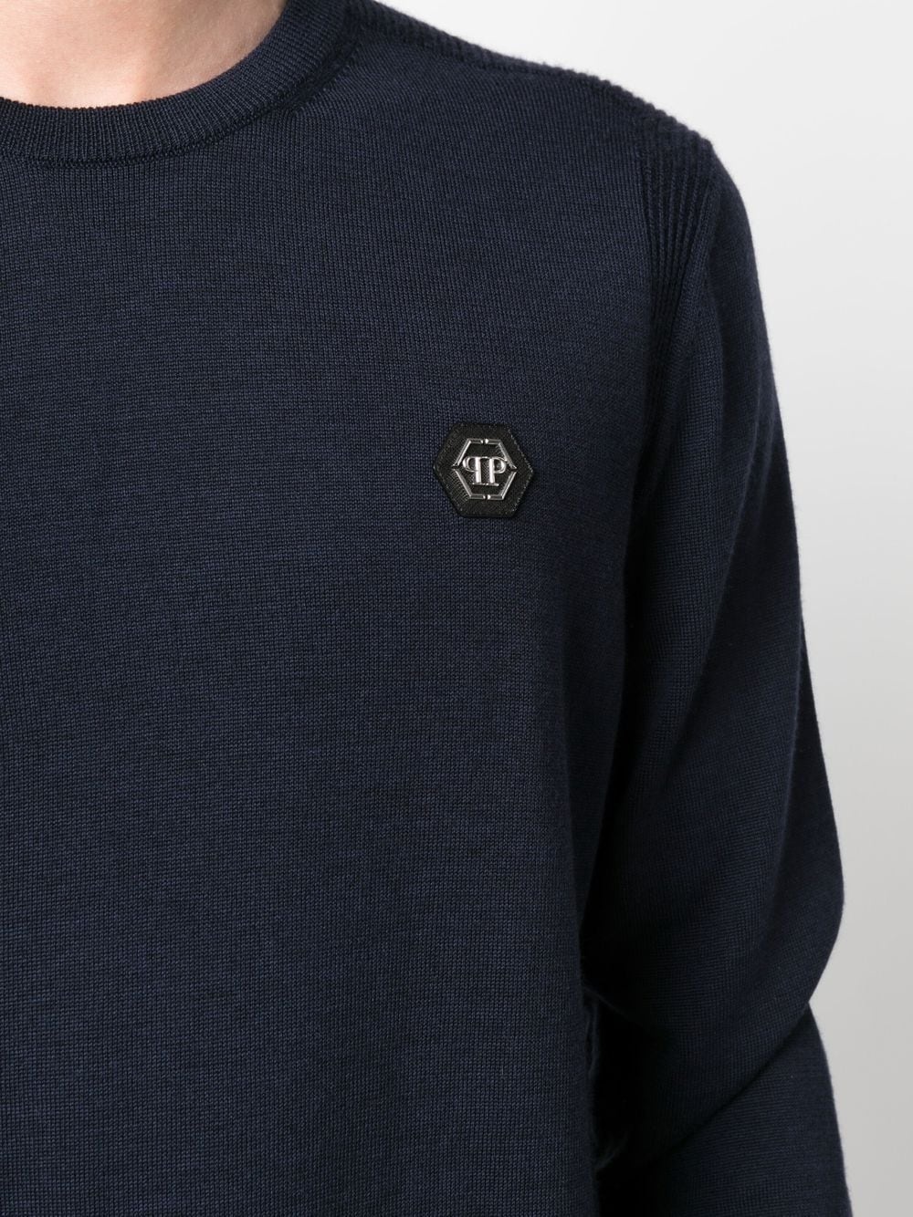 logo patch merino wool jumper - 5