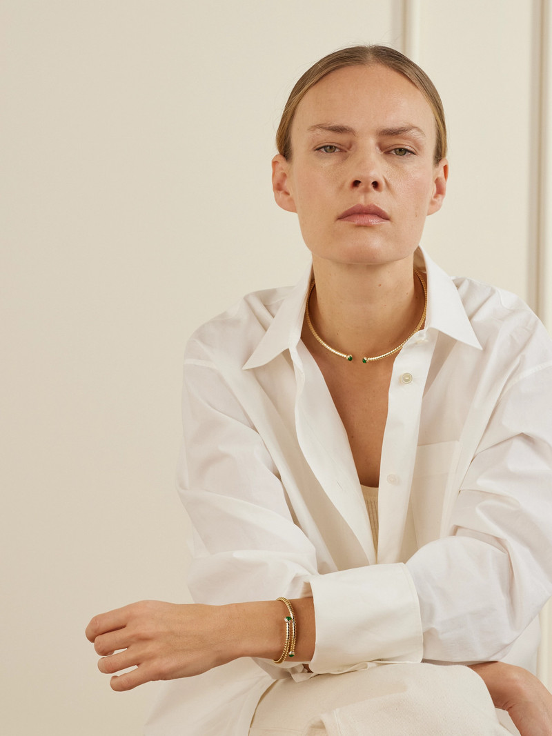 Marina B Trisolina 18-karat Gold, Emerald And Diamond Bangle outlook