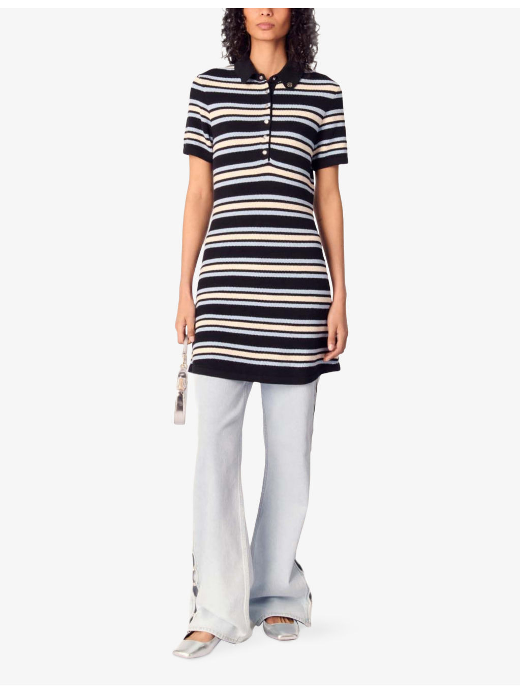 Stripe Short-Sleeve Cotton-Blend Knitted Mini Dress - 2
