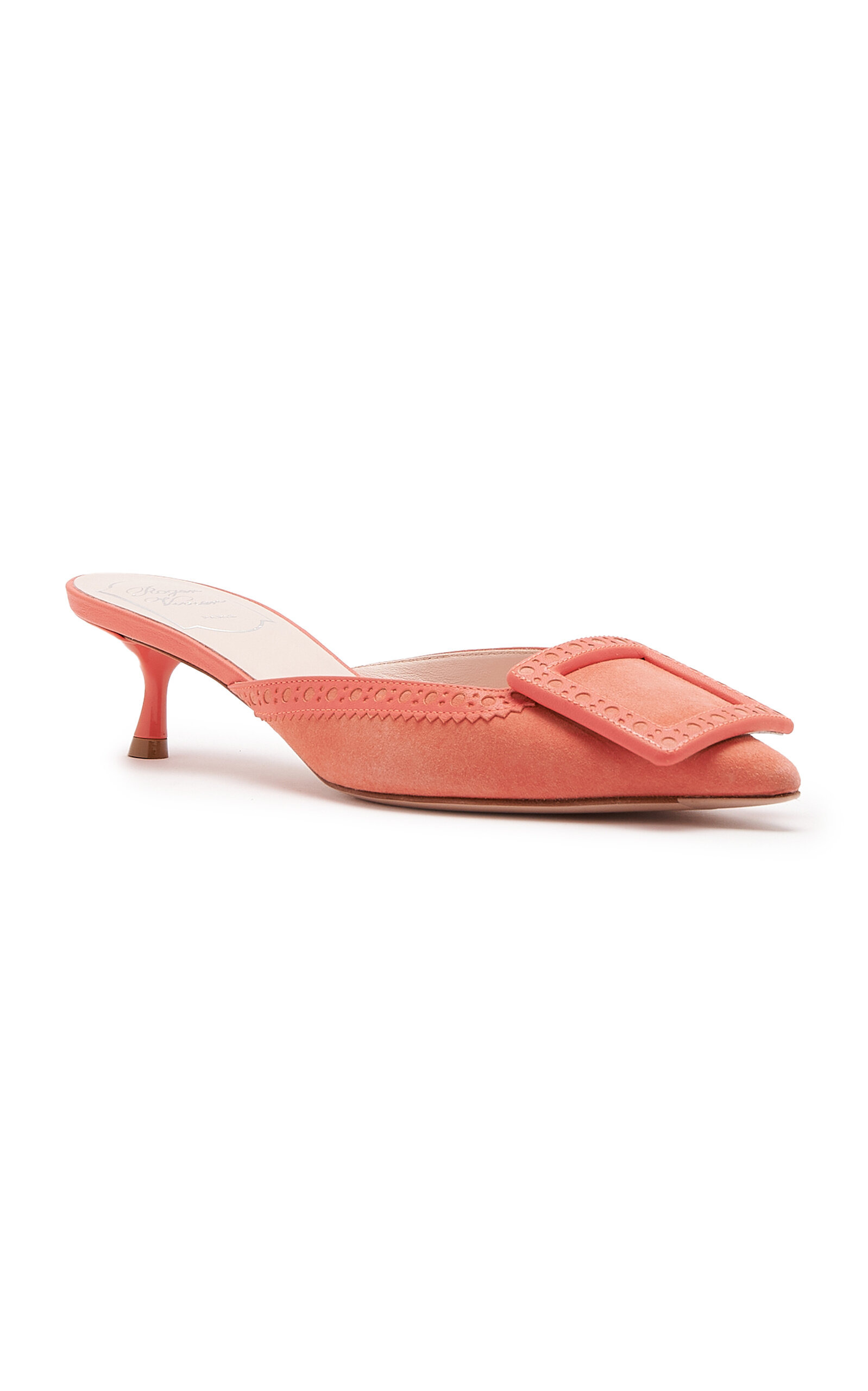 Viv In The City Perforated Suede Mules coral - 6